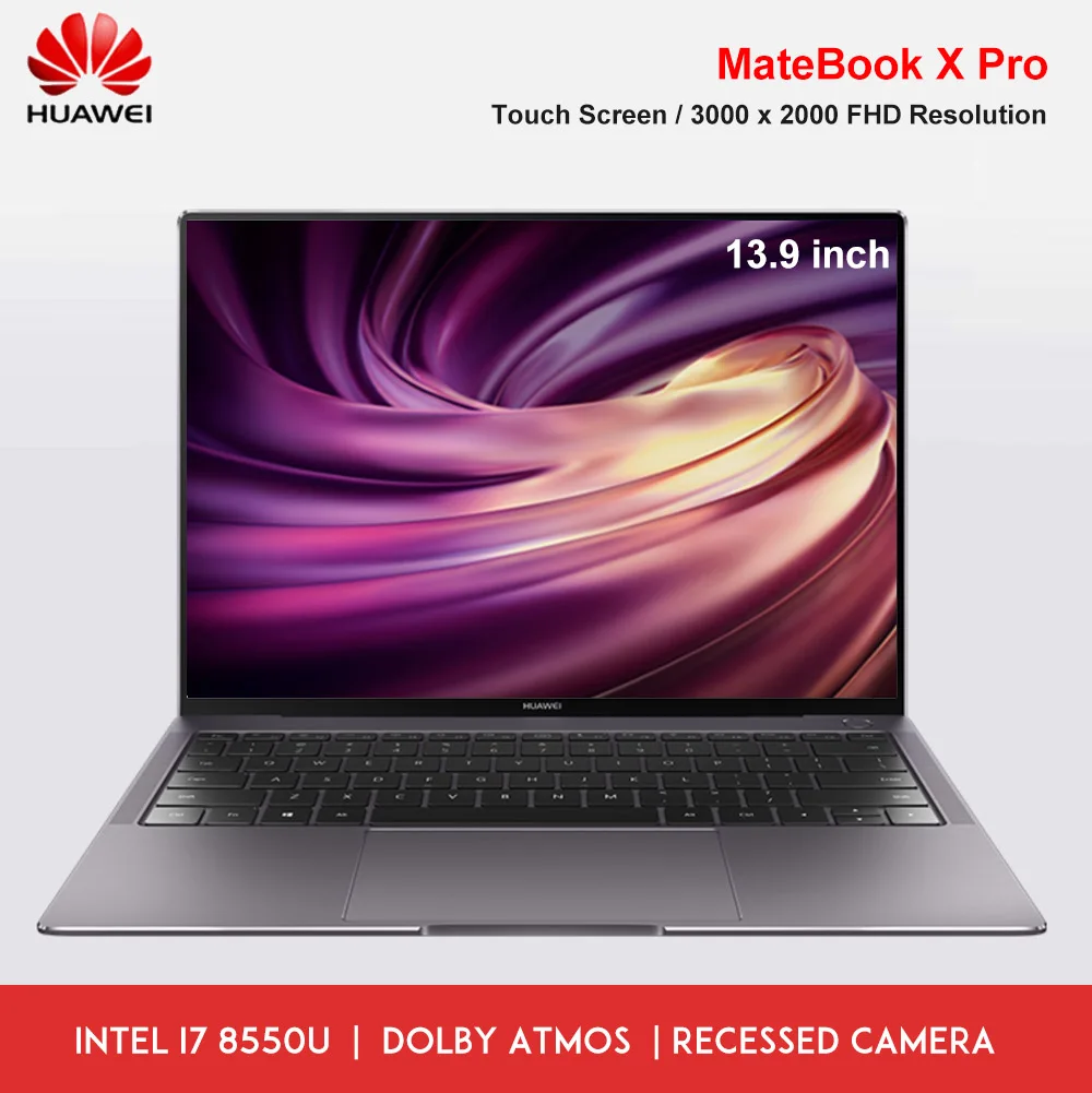 

Original HUAWEI MateBook X Pro Laptop Touch Screen Windows 10 Intel Core I5 8265U i7 8565U 8GB 512GB SSD Fingerprint Notebook PC