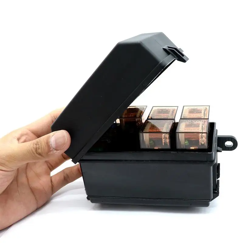 

1X Vehemo Car Fuse Box DC 12V 40A 6 Relay Block 5 Road For Nacelle Car Insurance Holder Automobile Durable