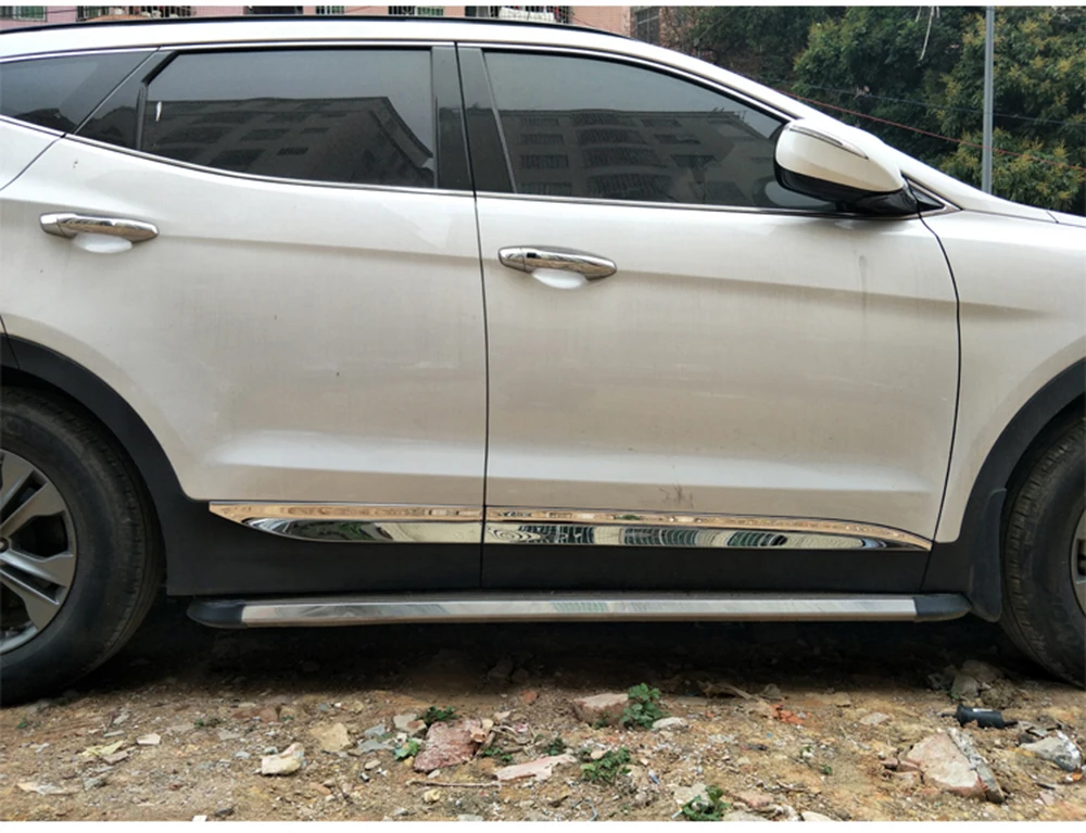 Stainless Door Molding Kit 4Pcs For Hyundai Santa Fe Sport 2013~2016