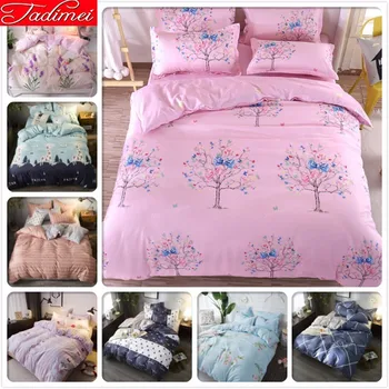 

Classical Pink Duvet Cover 3/4 Pcs Bedding Set Adult Kid Child Soft Cotton Bed Linen Single Twin Queen King Size 150x200 180x220