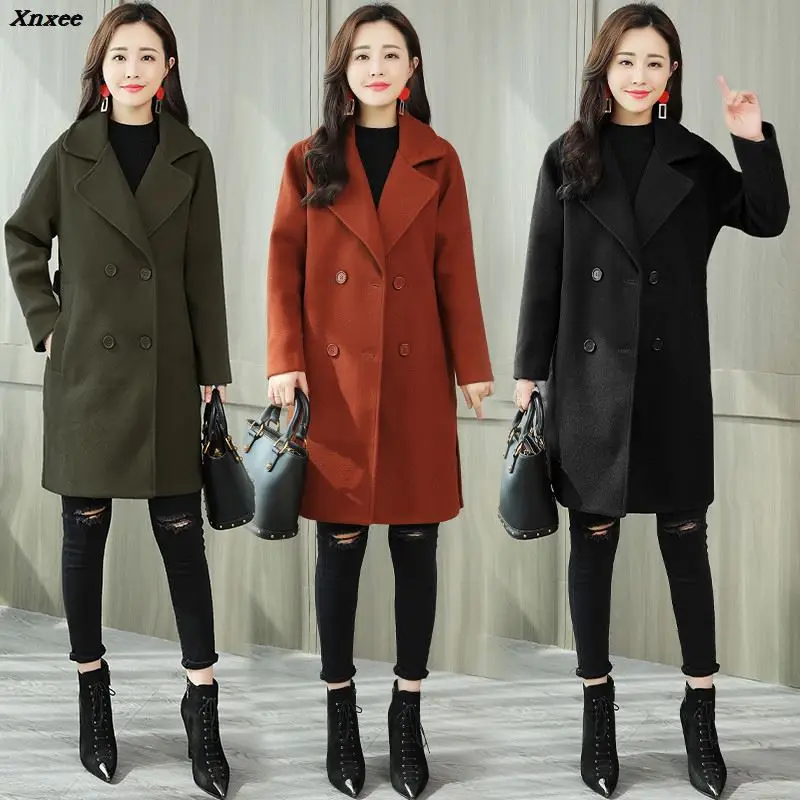 2018 New Hot Sale Woman Wool Coat High Quality Winter Jacket Women Woolen Long Cashmere Coats Elegant Double Breasted Jackets