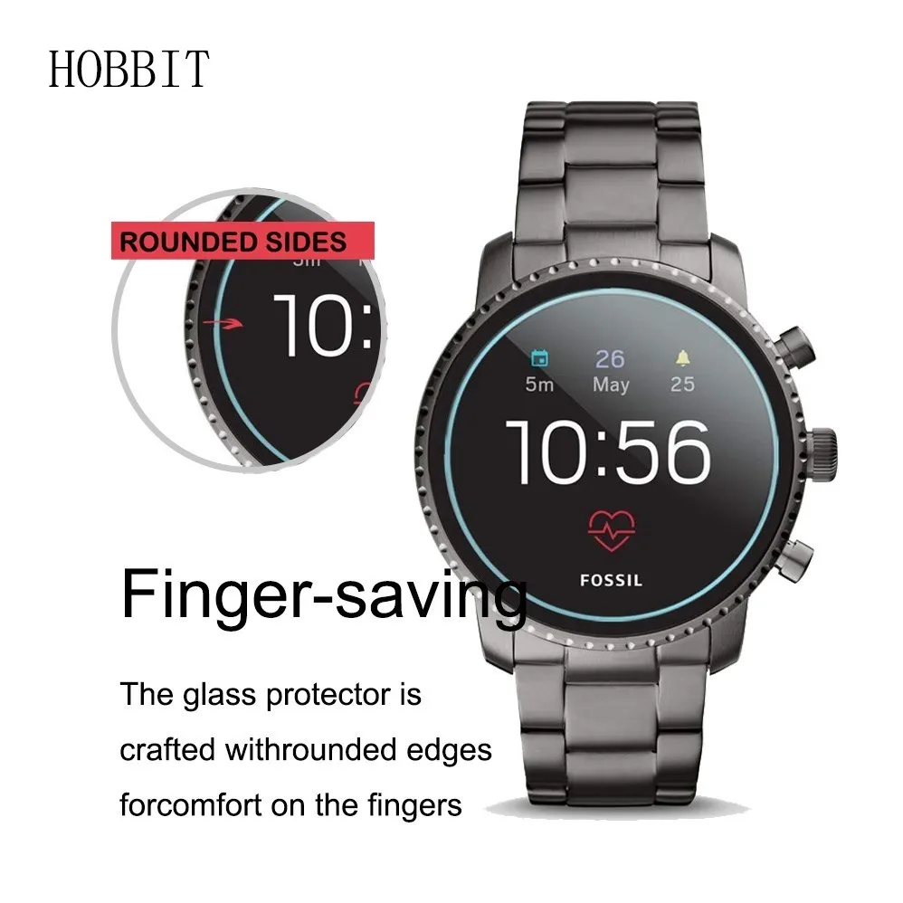 2Pack 0.3mm 2.5D Clear Tempered Glass Screen Protector For Fossil Q Explorist HR Gen 4 Smartwatch Screen Guard Protective Film