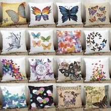 Funda de cojín para sofá de mariposa de 45x45 cm, precio barato, al por mayor, almohadas decorativas para el hogar, funda de almohada de fibra de melocotón