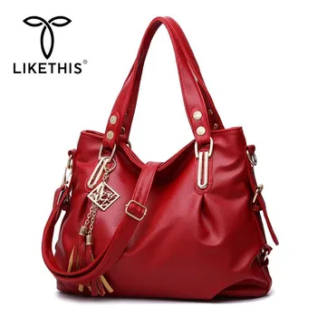 

LIKETHIS Leather Handbags Women Fashion Portable Shoulder Messenger Bags Totes Designer Crossbody Hardware Ornaments Solid 2019