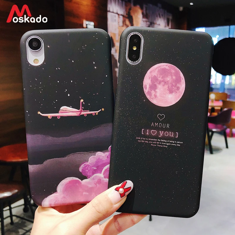 Чехол для телефона Moskado с самолетом Луной iphone 11 7 8 6s Plus X звездное небо звезды земля
