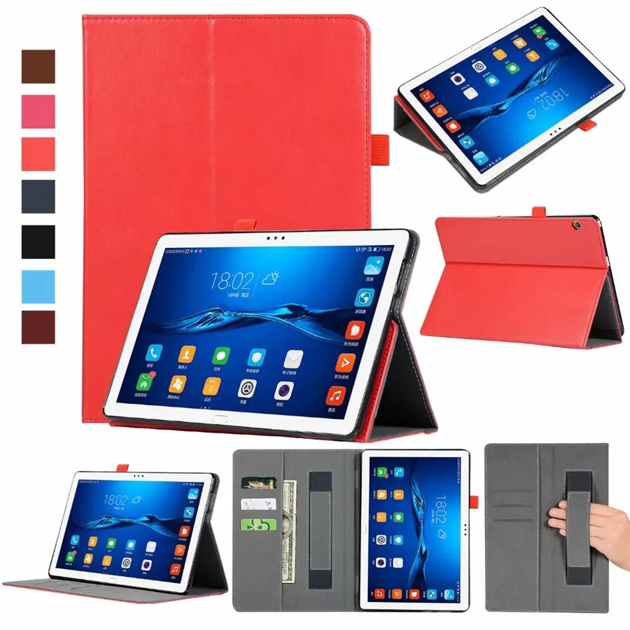 

Case For Huawei Mediapad T5 10 AGS2-W09/L09/L03/W19 10.1" Smart Cover Funda Tablet PU Leather Hand Holder Stand Shell+Film+Pen