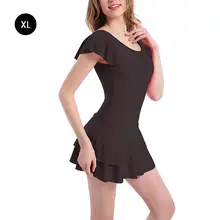 Новое Женское цельное консервативное платье большого размера с коротким рукавом, со съемным нагрудным подкладом, купальный костюм
