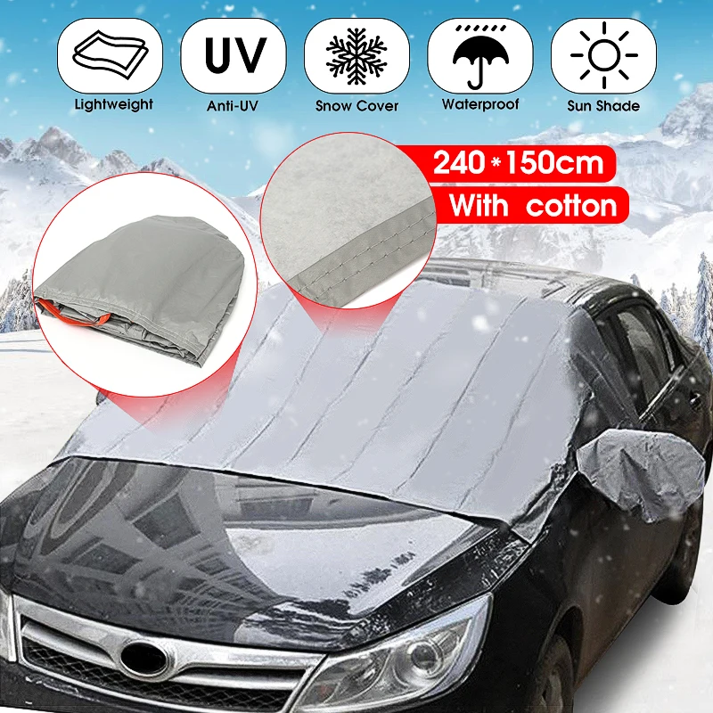 

240 x 150cm Car Windscreen Cover Magnetic PEVA Cotton Heat Sun Shade Anti Snow Frost Ice Cotton Window Mirror Dust Protector