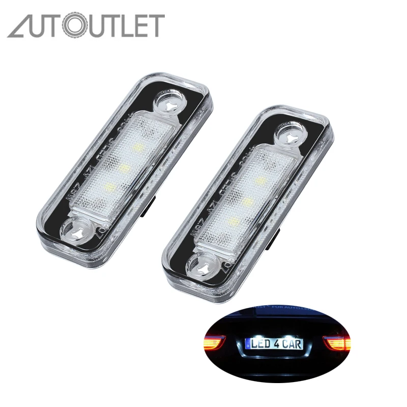 

AUTOUTLET 2Pcs Car License Plate Light 3 SMD LED Light Bulbs For Mercedes Benz SLK R171 S203 W211 S211 / 1103 E Class W211 4D