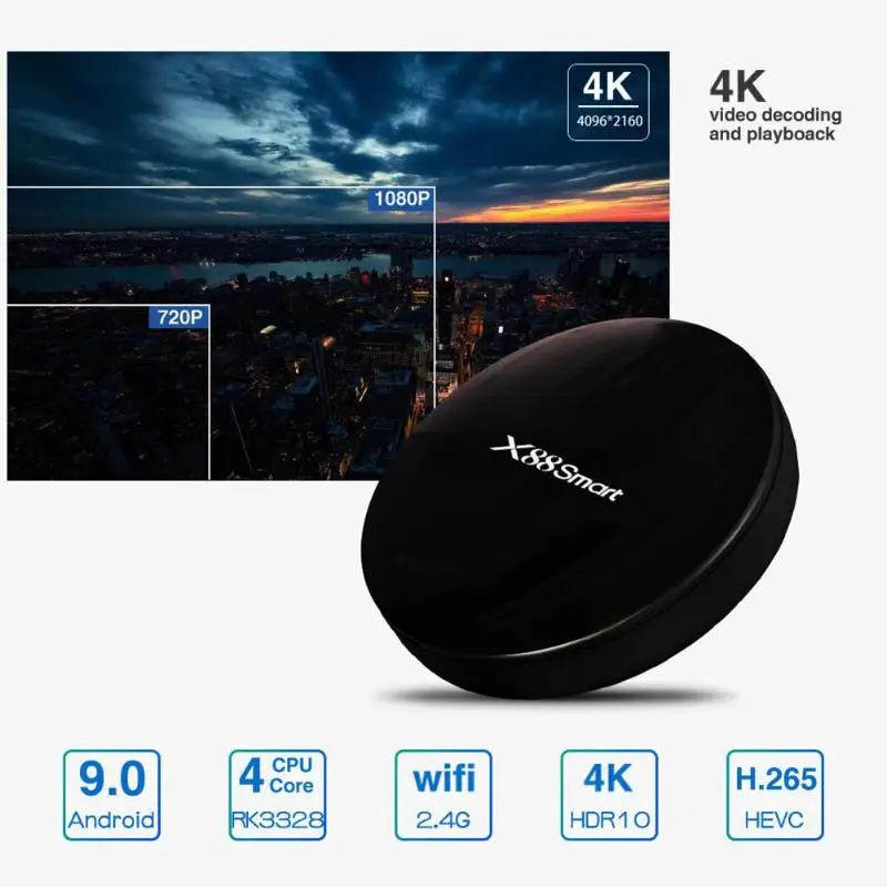 Android TV  Prefix X88 Smart TV Box RK3328 Quad Core 4G+32G WiFi Android 9.0 4K Set Top Box TV Attachment