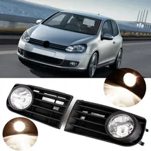 12 В 55 Вт белый H3 противотуманных фар Гриль комплект для VW Golf Mk5 кролик 2006 2007 2008 2009 передний бампер решетка Туман лампа