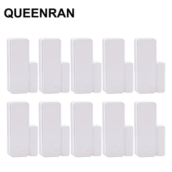 10pcs Wireless Door Window Contact Magnetic Sensor 433MHz Door Open Close Switch Detector for GSM Alarm System G90B G90E S2G G19 wired door window magnetic sensor switch work with ptsn and gsm alarm system wired zone gsm10a g90b q2