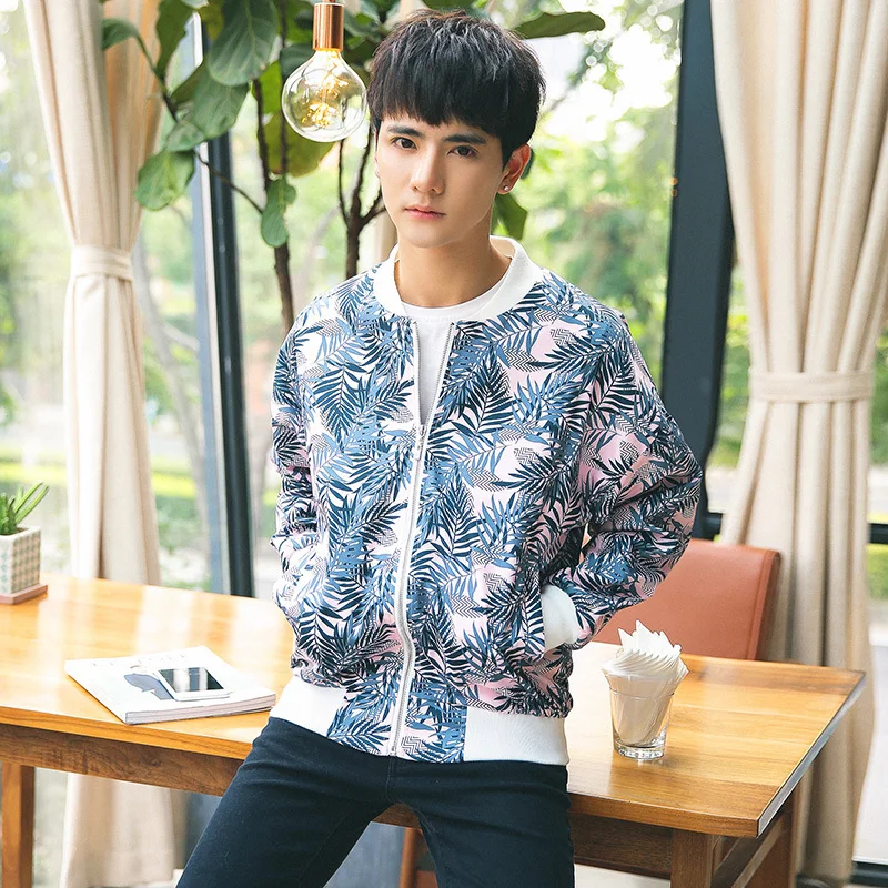 

2019 New Jacket Men Slim Fashion Print Casual Baseball Uniform Jacket Man Streetwear Hip Hop Trend Wild Bomber Jacket Male
