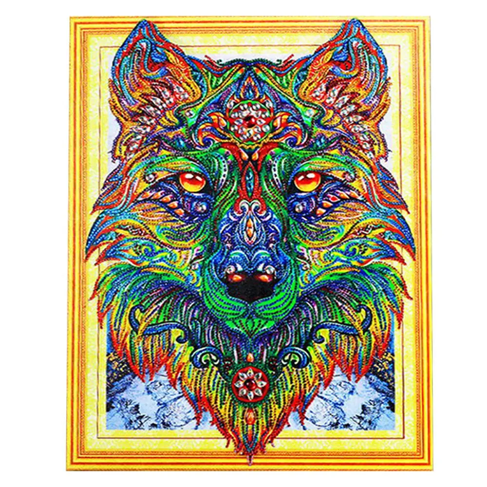 

Diy Diamond Painting Embroidered Wolf Head Pattern Diamond Painting Home Decoration - Stick Drill Area Size 40x50Cm
