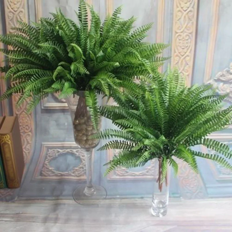 1 шт. 7 веток искусственные реалистичные большие бостонские папоротники зеленые травы украшения для дома декоративные растения для свадьбы