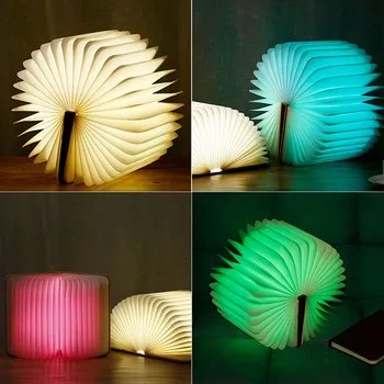 

Wooden Book Lamp Night Light Portable USB Rechargeable LED Magnetic Foldable Desk Lamp Mini Table Light Bedroom Decor Lighting