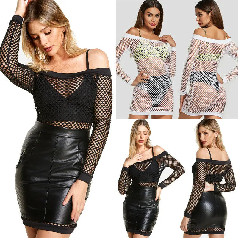 

2019 Women Sportswear Bathing Suit Dress Hollow Out Fishnet Cover Up Beachwear Swimwear Bikini 2019 Cover Up Dress Bathing Suit
