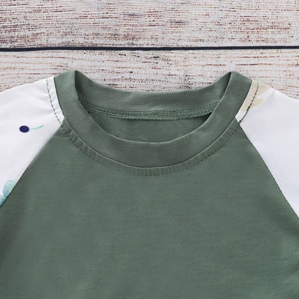 Хлопковый комплект детской одежды с длинными рукавами и цветочным принтом +