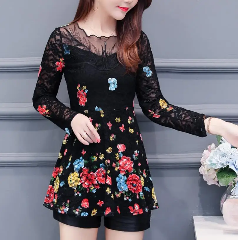 2019 New Arrival Fashion spring long sleeve Slim floral long Shirt Female Casual Slim Color Plus Size elegant Printed Blouse 2019 New Arrival Fashion spring long sleeve Slim floral long Shirt Female Casual Slim Color Plus Size elegant Printed Blouse