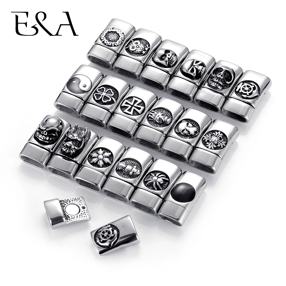 

Stainless Steel 12*6mm Hole Magnetic Clasps for Leather Bracelet Cross Skull Anchor Owl Clasp DIY Jewelry Making Accessories