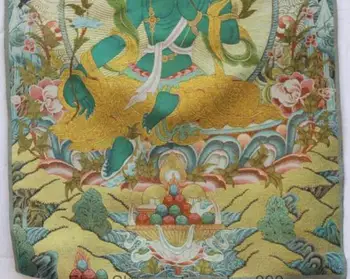 

Collection Chinese Tibet Buddhism Silk Satin Dragon Green Tara Guan Yin Thangka Painting Mural Exquisite Gift
