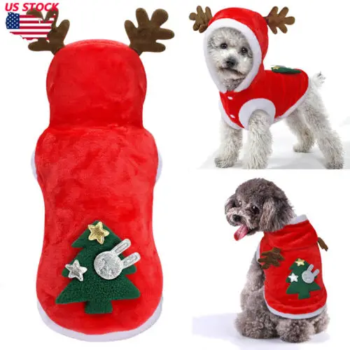 

Pet Christmas Sweater Warm Furry Elk Puppy Clothes Xmas Costume for Dogs Cats