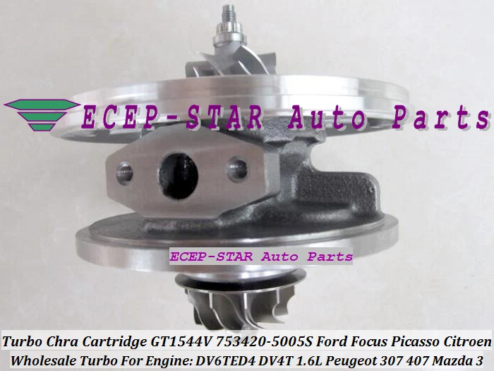 TURBO CHRA Cartridge GT1544V 753420-5005S Turbocharger for FORD Focus Picasso CITROEN Peugeot 307 407 Mazda 3 DV6TED4 DV4T 1.6L