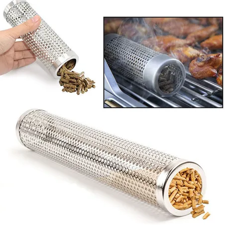 Acessórios de Aço Inoxidável para Churrasco Gerador de Tubo Malhas Rodada Sqaure Malha Perfurada Fumante Churrasqueira Fumante Filtro Ferramenta