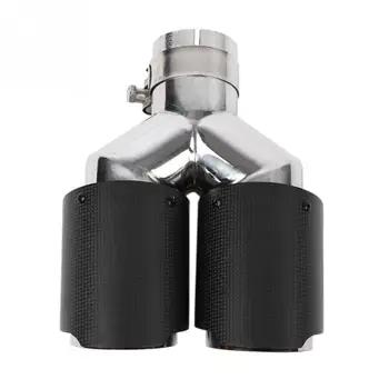

Car 1 in 2 Exhaust Pipe Muffler End Tip Tailpipe Universal for 63mm 89mm Vehicles Carbon Fiber Matte Style Auto Accessories
