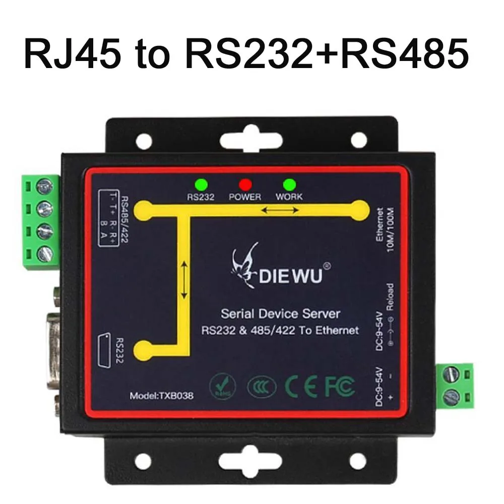  RJ45 to RS232 +RS485 Industrial Modbus/TCP/RTU/UDP Serial RS232 RS485 RS422 to Ethernet Device Serv