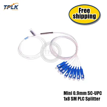 

10pcs Mini 0.9mm SC/APC/UPC Fiber Optic PLC Splitter , steel tube 1x2 1X4 1X8 Connector SM PLC Splitter, Free shipping