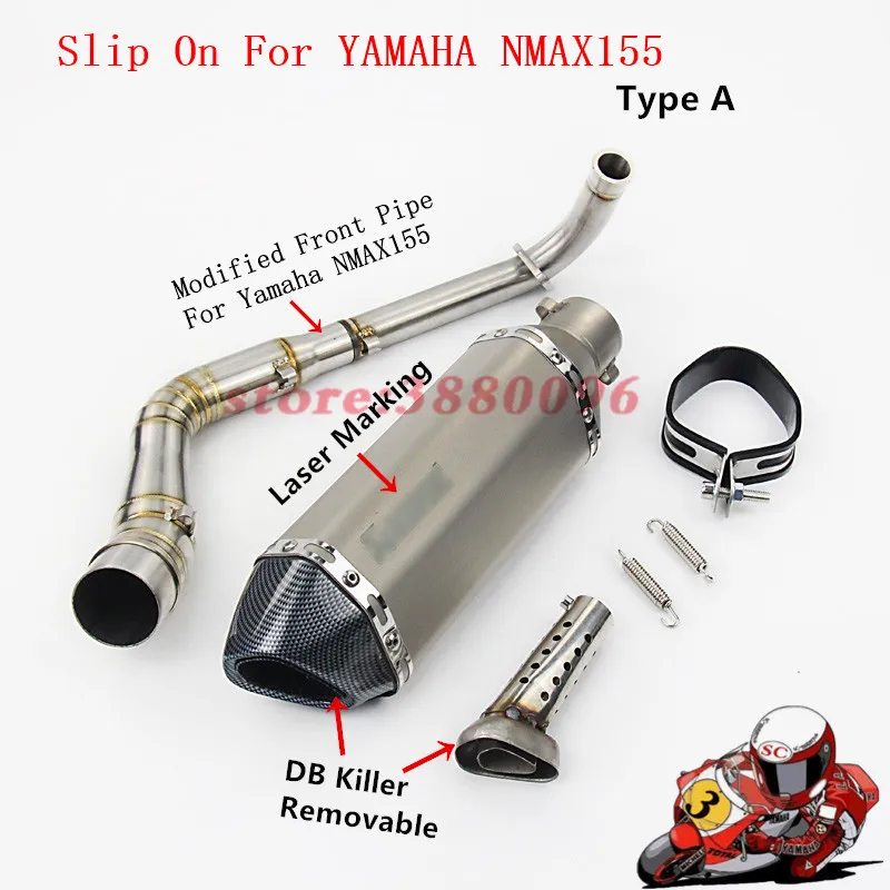 

Motorcycle Full Exhaust System Slip on For YAMAHA NMAX 155 NMAX125 Exhaust Muffler Pipe