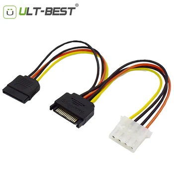 

ULT-Best SATA 15Pin Male to Molex 4 Pin Female + 15Pin Female SATA Power Cable for IDE to Serial ATA SATA Hard Drive Power Cable