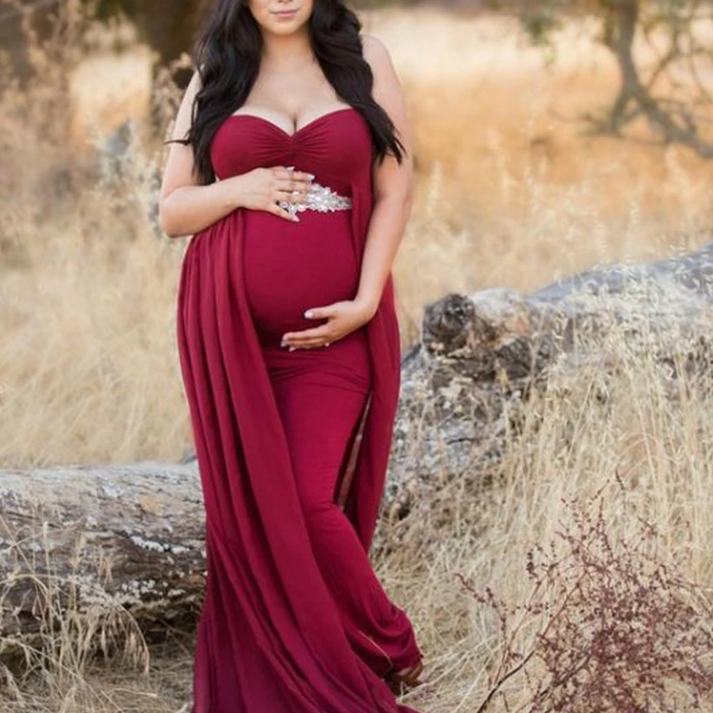 

Maternity Dresses For Photo Shoot V-Neck Nursing Dress Photography Props Pregnancy Clothes Vestido Maternity Pregnant Dresses