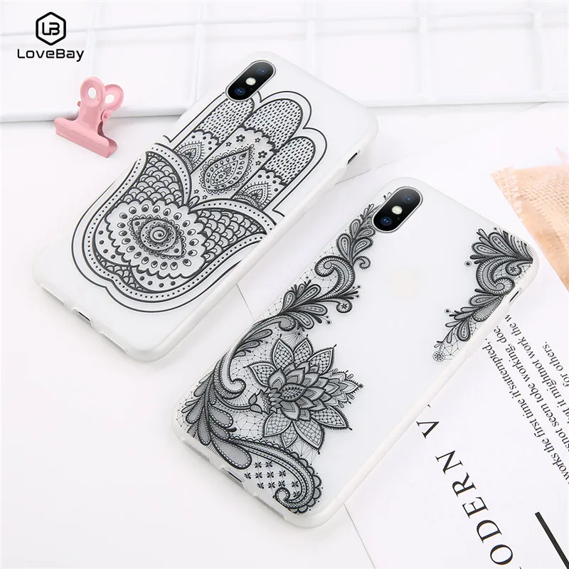

Lovebay Patterned Phone Case For iPhone 6 6S 7 8 Plus X 5 5S SE XR XS MAX Transparent Floral Paisley Flower Silicone Soft Covers