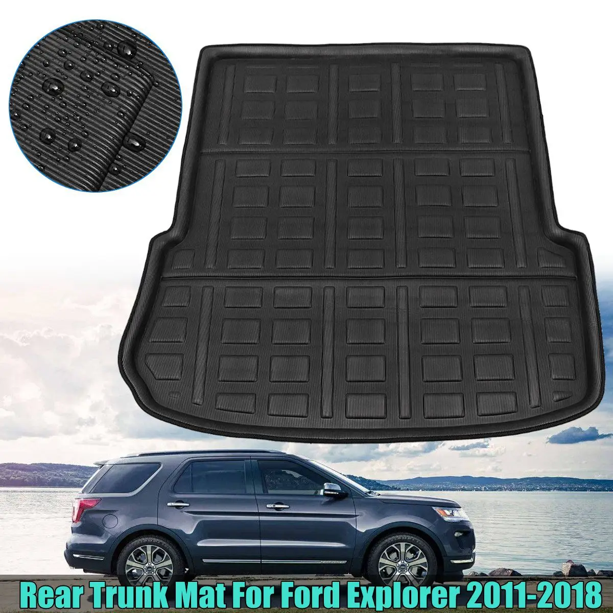 

For Ford Explorer 2011-2018 1pc Car Boot Cargo Liner Rear Trunk Floor Mat Carpet Tray Carpet Mats Mud Kick