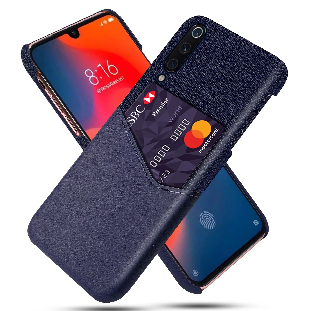 Чехол для Xiaomi Mi 9 SE из искусственной кожи с отделениями карт тканевый