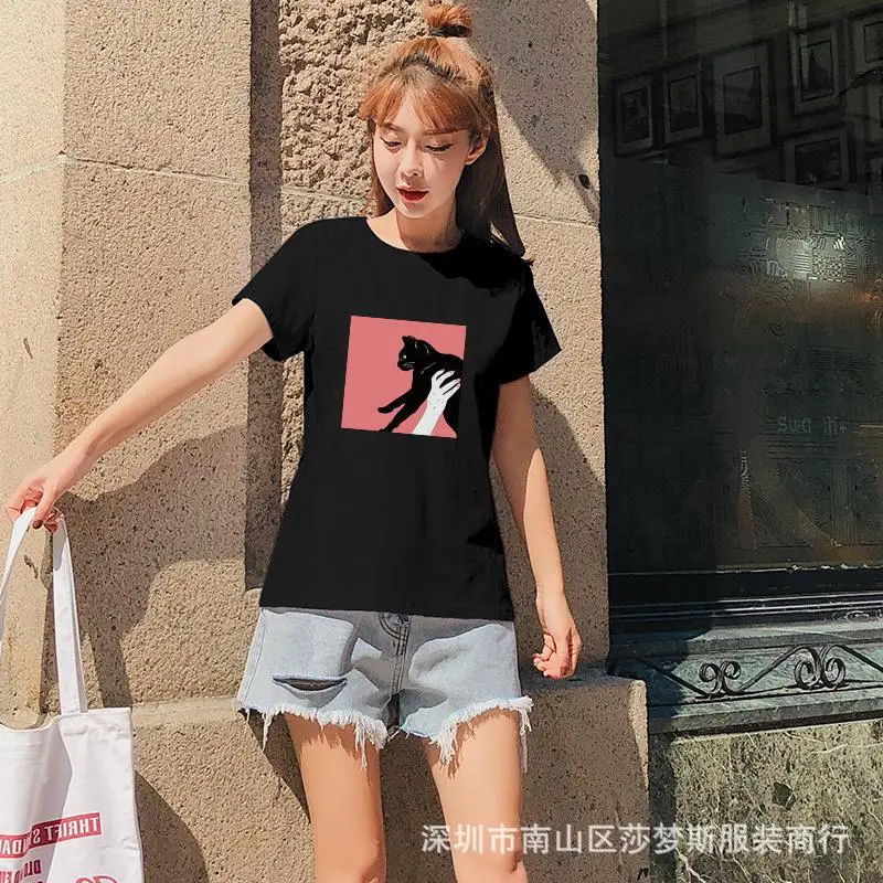

Plus Size Solid Women T-shirt Fashion 2019 Summer Loose Top Tees O-neck Casual tshirts Female New Tee