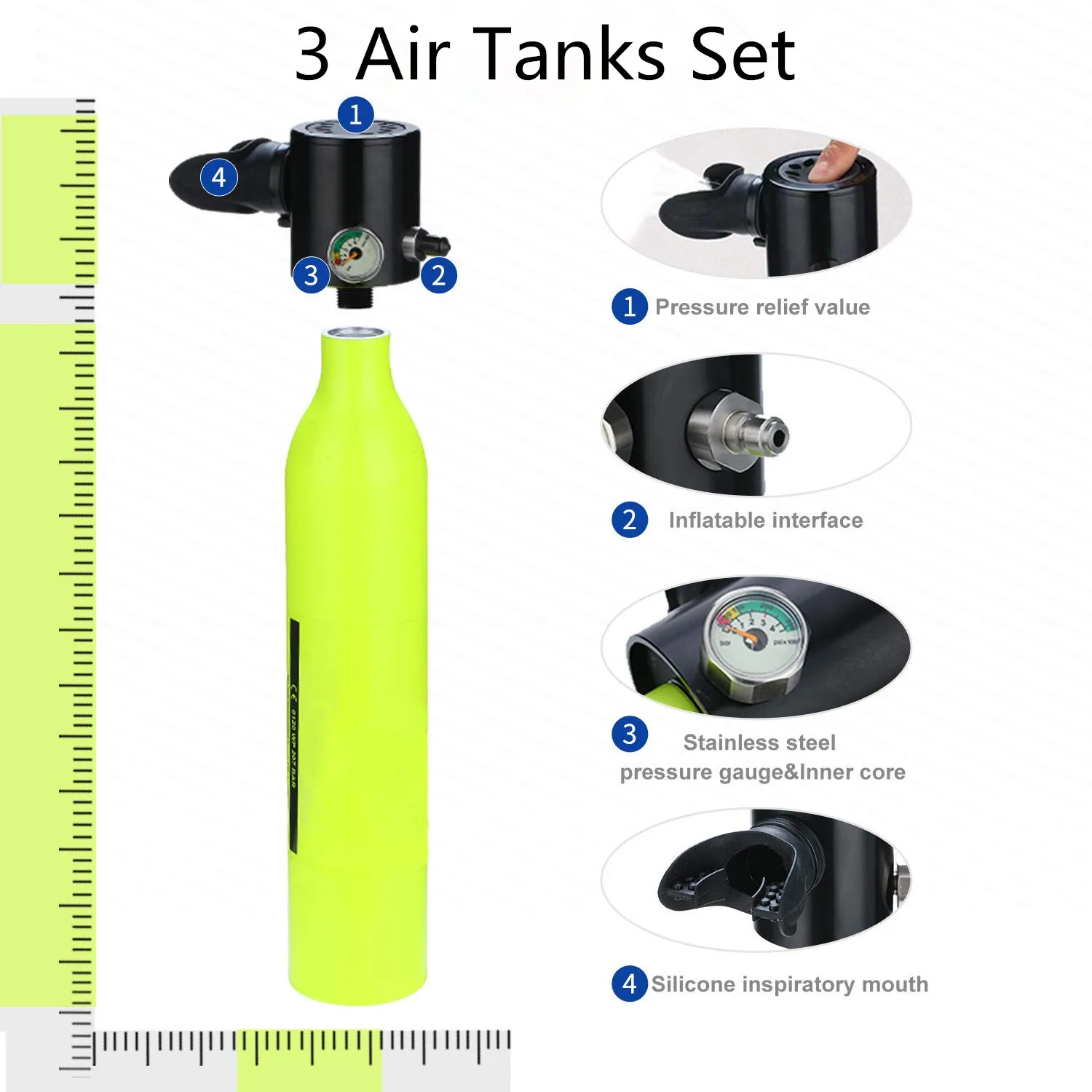 3 шт. 0.5L Подводное кислородный цилиндр Air Tanks Дайвинг оборудование для подводного плавания Подводное дыхание дайвинг энтузиастов Танк