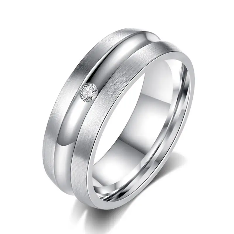 

Ring For Women White Sliver Color Fashionable Simple Style Stainless Steel Round Small Zircon Ring For Women Spring Summer Newly