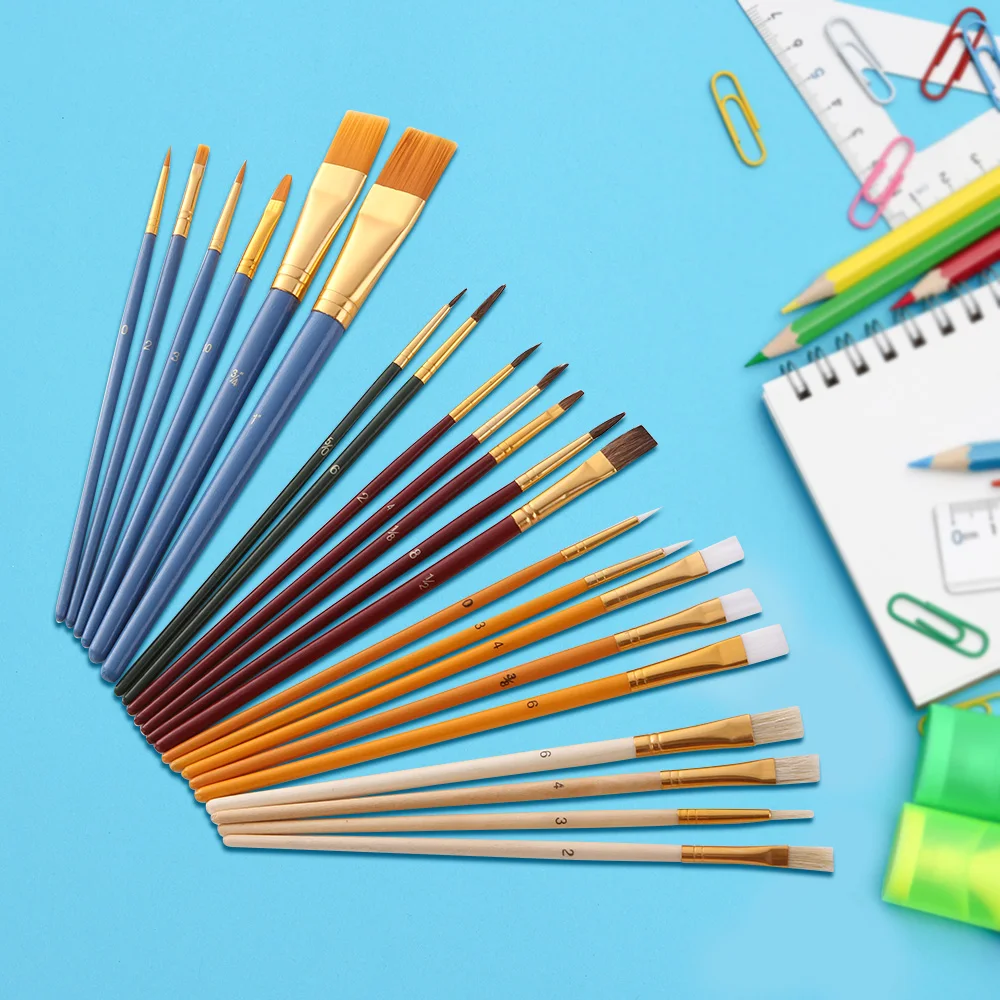 

25Pcs Paint Brushes Set PaintBrushes Starter Kit Includes Taklon/ Bristle/ Horse Hair Brushes and Sponge Brushes for Painting