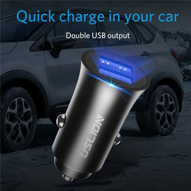 USLION 3.1A 5V зарядное устройство для автомобиля с двумя портами USB Samsung S9 S8 Plus Note 9 8 Xiaomi