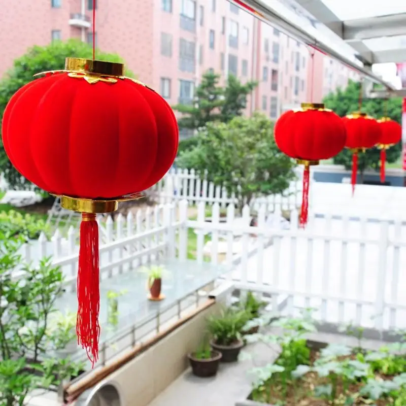 30 шт./лот 3 см маленькие флокированные красные фонарики для украшения свадебной вечеринки подарок DIY ремесло милые китайские пластмассовые фонарики