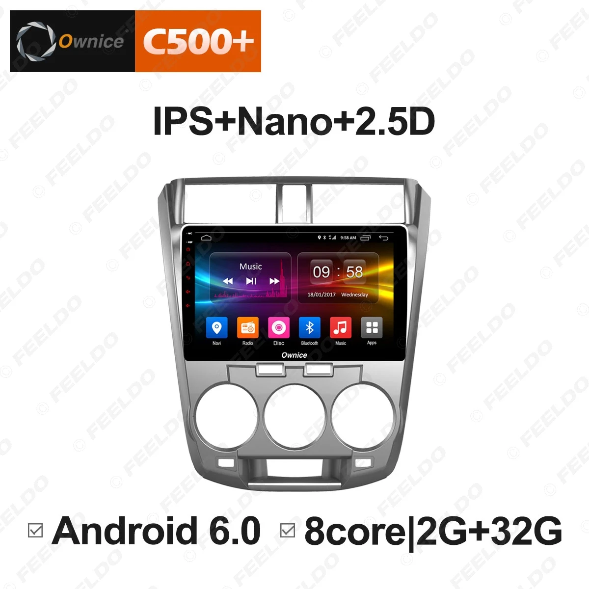 Perfect FEELDO 10.1" 2.5D Nano IPS Screen Android 6.0 Octa Core/DDR3 2G/32G/4G LTE Car Media Player With GPS/FM/AM For CITY 2009-2014 2 Perfect FEELDO 10.1" 2.5D Nano IPS Screen Android 6.0 Octa Core/DDR3 2G/32G/4G LTE Car Media Player With GPS/FM/AM For CITY 2009-2014 2