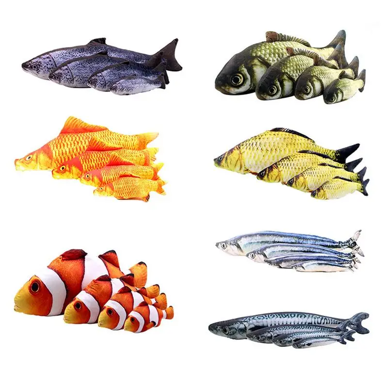

1pc Creative Conjoined Pet Cat Kitten Chewing Cat Toy Catnip Filled Fish Interactive Kitten Product 20cm 30cm 40cm Four Sizes