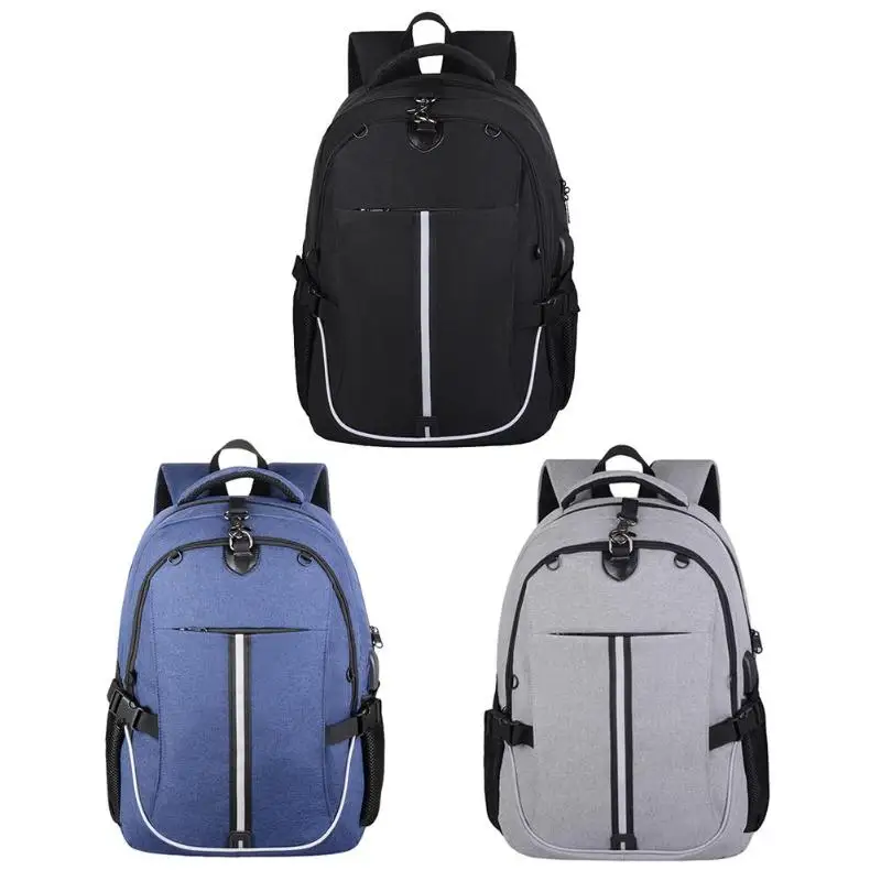 Fashion Men USB Charge Backpack Preppy Style Anti-theft Sports School Bag
