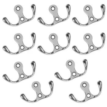 

OUNONA 10 Pcs Double Coat Hooks Zinc Alloy Horn Shapes Bag Holders Key Hangers Clothes Hooks for Wall Bathroom Toilet