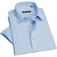 Лето с коротким рукавом саржа сплошной полосатый хорошо пригнанной классические деловые мужские мужская классическая рубашка fromal Мужской топы 16 видов цветов S~ 5xl