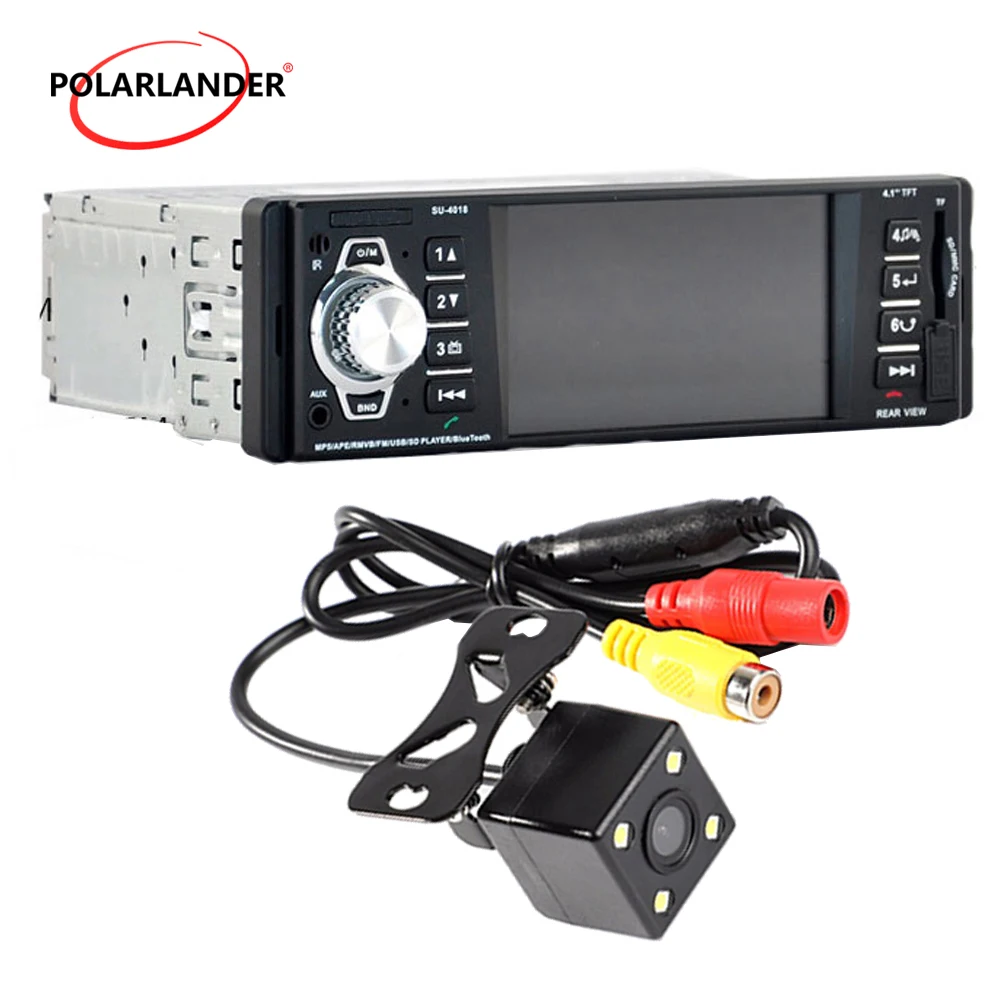 

1 Din Car Radio Bluetooth 4.1" WithRearview camera MP4/MP3/MP5 Player Stereo Support TF SD USB MMC Aux-in 1080P HD DC Remote co
