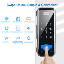 Fingerprint Lock Biometric Fingerprint Door Lock Electric With Touch Keypad Smart Card Remote Control Office Glass Door Lock fingerprint lock office glass door single double door password lock card remote sensing remote control electronic access control